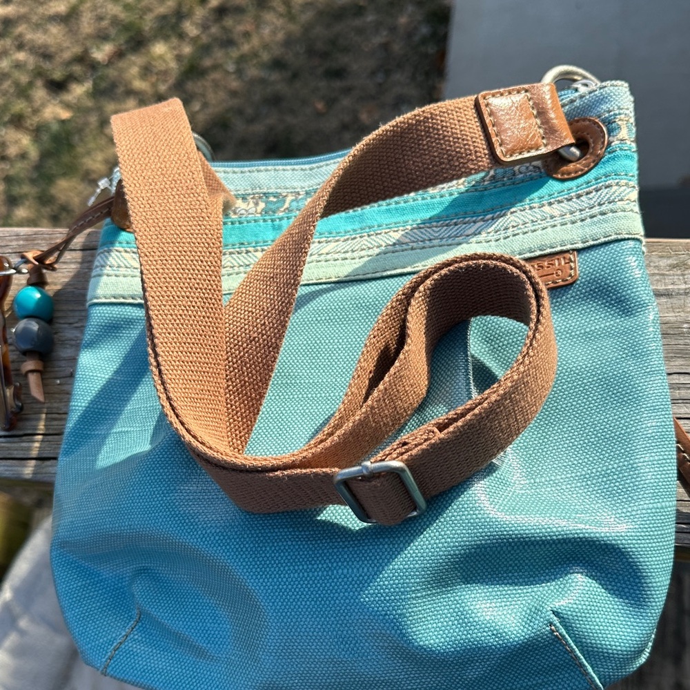 Fossil Teal Boho Kee-per Crossbody Bag. Vintage. Has KEY HANG TAG! Rare - Picture 7 of 7